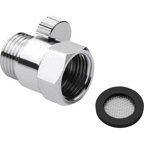 Robinet d'arrêt pour pommeau de douche, en laiton massif avec poignée à levier G1/2. Valve de régulation du débit d'eau et poignée en laiton pour pommeau de douche. Douchette chromée. (1/5)