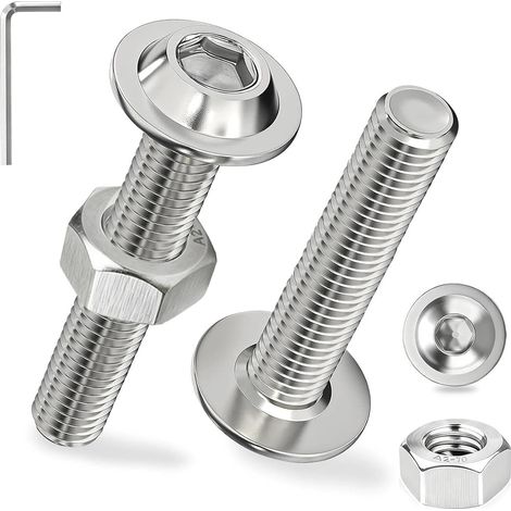 20Pcs Vis à Tête Bombée avec Bride M8x12 mm Acier Inoxydable A2 V2A (1/5)