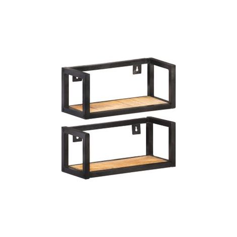 Étagères murales 2 pcs 40cm Bois de manguier brut (1/5)