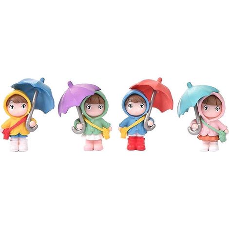 Niedliche Regenschirmmädchen-Figur als Tischdekoration