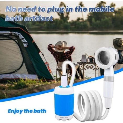 Douche de Camping Portable - Pompe à eau à 2 vitesses réglables - Tuyau de 2 m - Douche pour voiture - Inclut buse de lavage auto