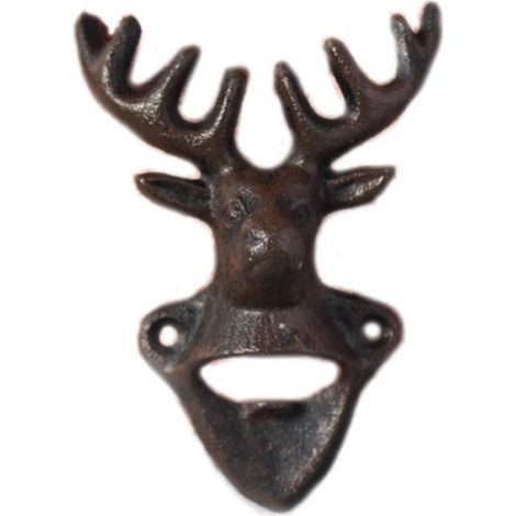 TêTe de Renne DéCapsuleur de BièRe en Fonte Antique Noir Animal Figurines TêTe DéCapsuleur en MéTal Fixé au Mur (1/4)