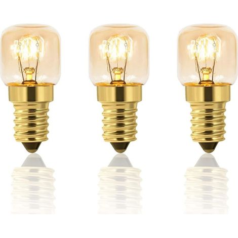 Lot de 3 Ampoule de Four Dimmable, Edison E14 T22, Résistant jusqu'à 300 Degrés, 160LM, AC220V 2700K Blanc Chaud, Ampoule à Sel Pygmy Lamps, Four Frigo, Lampe de Sel, Four, Fours Grill (1/5)