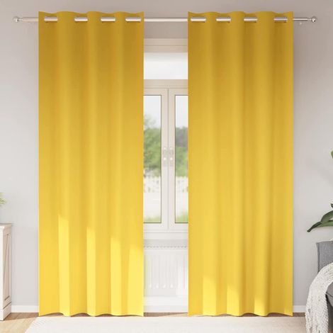Verdunkelungs-Vorhänge mit Ringen 2 pcs Senfgelb 245 x 140 cm
