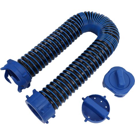 Tuyau d'égout de Camping-car de 3 Pieds, Tuyau de Réservoir de Déchets Rétractable en TPE Bleu avec Raccords à Double extrémité, d'évacuation des Eaux Usées Pliable de 91 Cm de 3 Pieds pour (1/5)