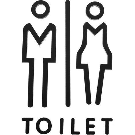 ensemble de panneaux de toilettes en acrylique, plaque d'identification des toilettes, panneau de toilettes créatif-20X20CM-Black