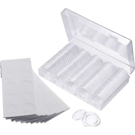 Boîte de Rangement de Pièce de Monnaie,100 Pieces Récipient en Plastique pour Capsules à Monnaie Collection de Pièces avec Boîte de (1/3)