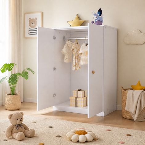 Armadio a 2 ante con asta appendiabiti, 80 x 50 x 120 cm, MDF bianco DESVIAE (1/5)
