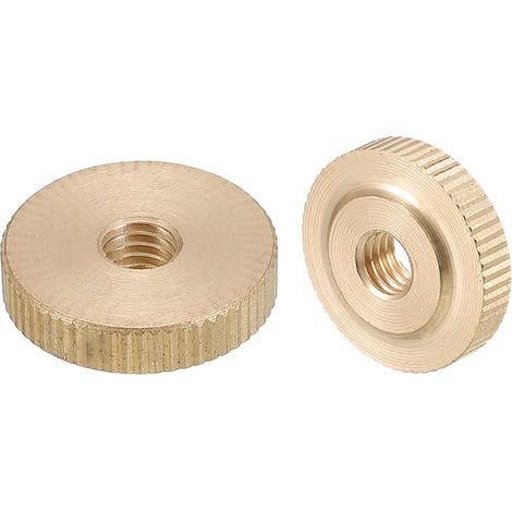 Moleté Pouce Écrous, 4pcs M6 x D20mm x H5mm Laiton Moleté Écrou Plat Tête à travers Trou Verrouillage Réglage Écrous pour 3D Imprimante Pièces (1/5)