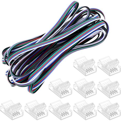 Câble d'Extension LED 5 Broches 5m + 10 Connecteurs 12mm, 22AWG, 12V 5V-24V, pour LED SMD 3528/2835 (1/5)