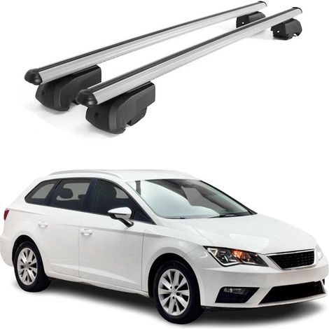 OMAC Aluminium Dachträger Querträger für Seat Leon III IV Kombi 2014-2026 – City Crash – ISO/PAS 11154:2006 – Abschließbar – Max. 75 kg – 2 Stangen Silber (1/5)