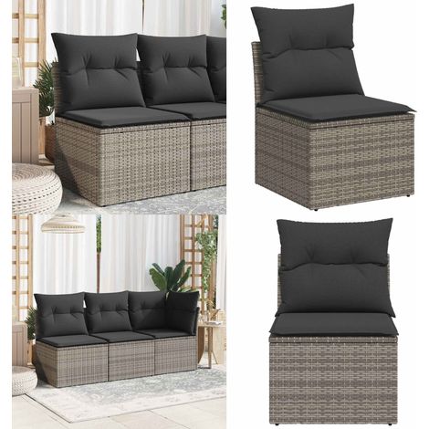 Gartensessel ohne Armlehnen mit Kissen Grau Poly Rattan - Gartensessel - Gartenstuhl - Loungesessel - Outdoor Möbel - Rattan Gartenmöbel - Home & Living (1/5)