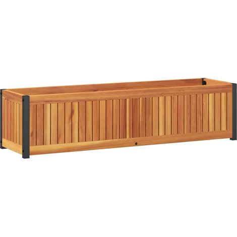 Fioriera rialzata per aiuola terrazza giardino 110 x 30 x 275 cm legno massello di acacia e acciaio marrone 020037323