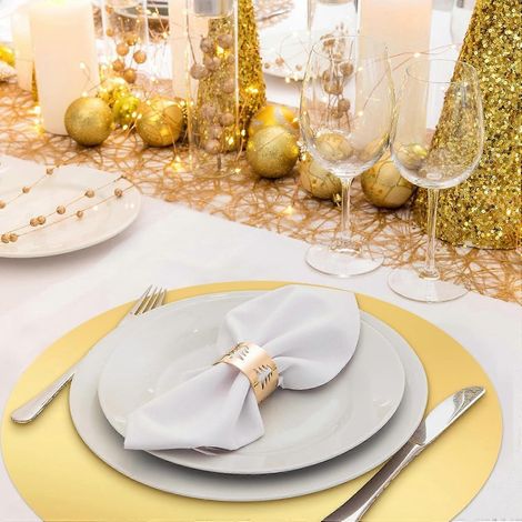 50 sets de table ronds en papier, décoratifs et jetables, pour la décoration de table lors de mariages, banquets, fêtes du Nouvel An et anniversaires. (1/4)