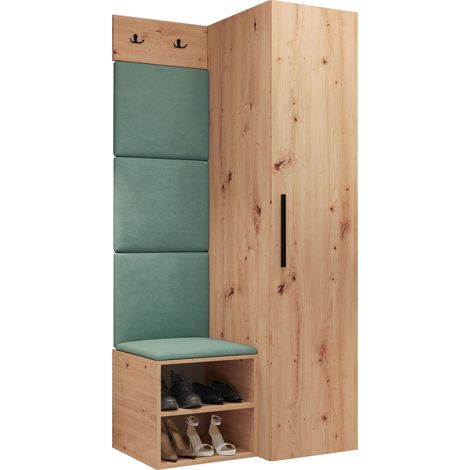 Conjunto para recibidor Nitos III, Manila 11, 191x82x50cm, Tapiz, Aglomerado laminado, Colocada, Montada en la pared