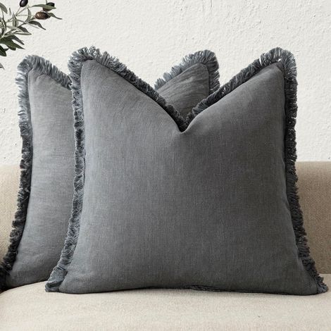 Lot de 2 housses de coussin décoratives à pompons, housses de coussin douces pour canapés,fauteuils, canapés-lits,décoration de salon,45×45 cm (1/5)