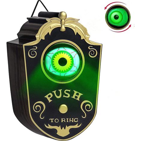 Campanello di Halloween con occhio luminoso animato e suono spettrale, decorazione realistica per casa stregata, facile da installare e regalo originale per feste. (1/4)