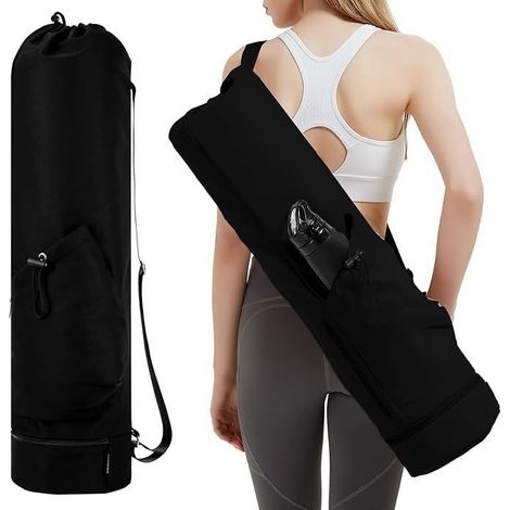 Sac de tapis de yoga avec poche pour bouteille d'eau et sac étanche, bandoulière réglable, léger, idéal pour la salle de sport (1/3)