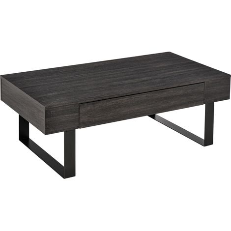 Tavolino da salotto con cassetto e ripiani, struttura in metallo, design moderno, 110 x 60 x 40 cm (1/5)