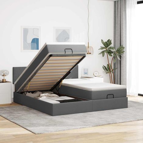 Ottoman-Bett mit Matratzen Dunkelgrau 180x200 cm Stoff (1/5)