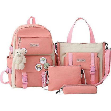 4-teiliges Schulrucksack-Set: Niedlicher Rucksack, Schultasche, Federmäppchen, Umhängetasche für Mädchen