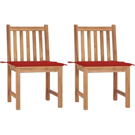 Lot de 2 Chaises de jardin  Siège de Terrasse  Fauteuil de jardin avec coussins Bois de teck massif DHNET5415559 (1/5)
