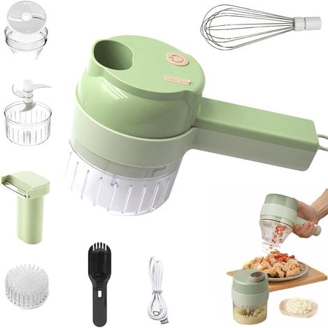 Hachoir à légumes électrique 5 en 1, appareils de cuisine intelligents, coupe-légumes électrique avec batteur à œufs et brosse de nettoyage (1/5)