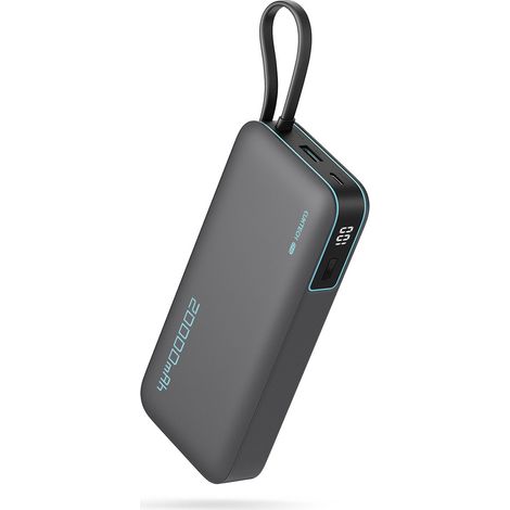 Batterie externe 20 000 mAh USB-A/USB-C avec câble USB-C intégré 55 W - grise