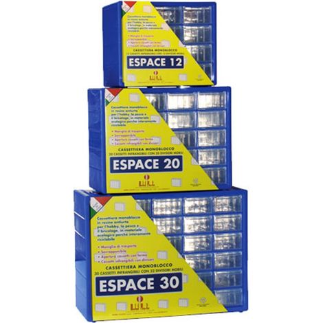 CASSETTIERA MONOBLOCCO 'ESPACE' E/12' cm 22 x 15 x 18 - 12 Cassetti - DF 506034 (1/4)