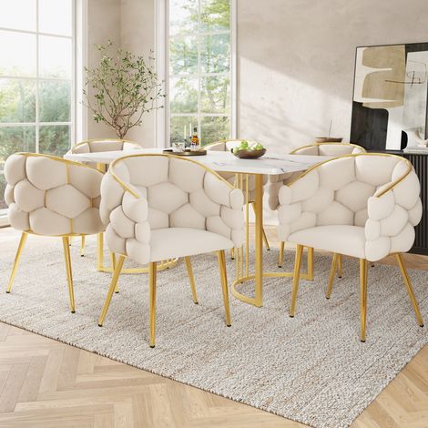 sedia sala da pranzo 44x41x74 velluto beige dorata OKMYHOME (1/3)