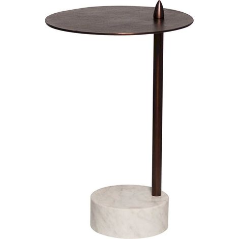 Table d'appoint élégante en bronze - Bronze et blanc marbré (1/4)