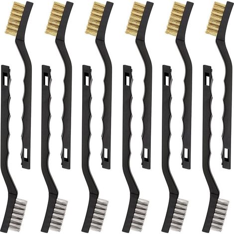 Lot de 12 mini brosses métalliques en acier inoxydable et laiton (1/5)