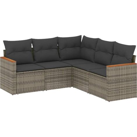 Maison Exclusive - 5-tlg. Garten-Sofagarnitur mit Kissen Grau Pol