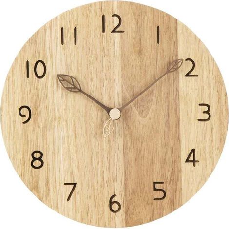 Orologio da parete in legno massello naturale, 12 pollici, movimento silenzioso, senza rumore, ticchettio, stile semplice e moderno, ideale per soggiorno, camera da letto e cucina.