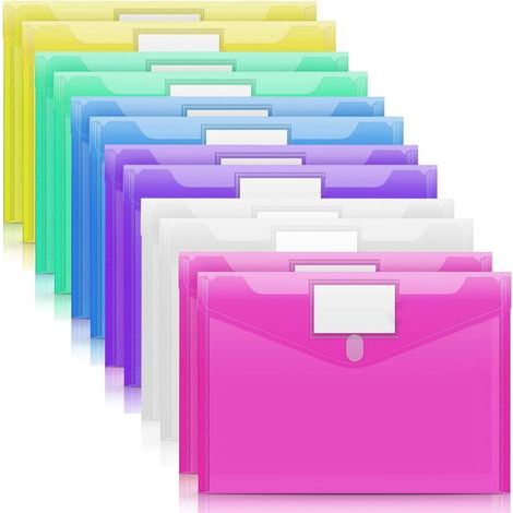 Pochette Document A4, Pochette Classeur 6 Couleurs PVC Transparentes (1/5)