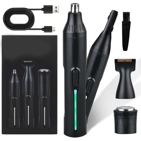 Tondeuse électrique multifonctionnelle pour nez, oreille, sourcils, barbe, tondeuse à cheveux avec têtes interchangeables, outils de soins personnels pour hommes (1/4)