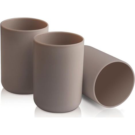 Juego de 3 vasos para cepillos de dientes fabricados en plástico apto para uso alimentario (1/5)