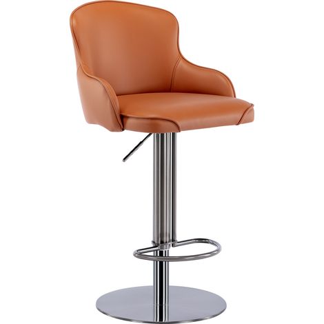 Tabourets de bar réglables en hauteur en acier inoxydable titane noir avec assise en cuir Nappa pour cuisine et salle à manger (1/5)