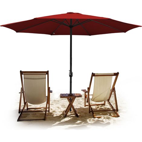 Parasol Ø350CM - Hauteur et Angle Réglables - Système de Manivelle, Rouge, Parapluie hawaïen, Parapluie d'extérieur (1/5)