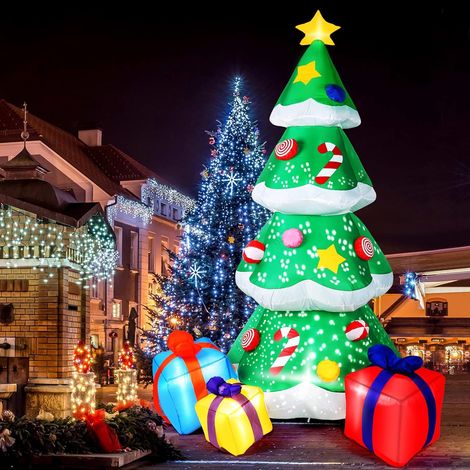 Décorations De Noël Gonflables Avec Lumières Led Intégrées Arbre De 2,1 Mètres Pour Intérieur Et Extérieur Idéal (1/4)