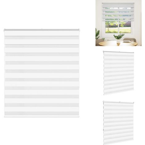 Zebrarollo Weiß 130x150 cm Stoffbreite 125,9 cm Polyester - Zebra-Jalousie - Zebra-Jalousien - Zebra-Rollo - Doppelrollo (1/5)