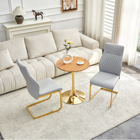 Ensemble table chaises rond 60 cm MDF 2 places OKMYHOME (1/5)