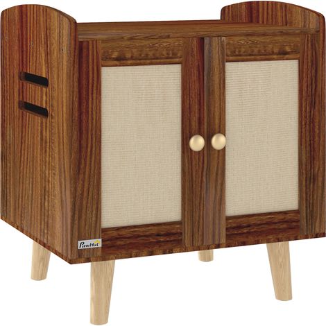 Table Arenero Gatos Mesa Auxiliar con Puertas Esteras Sisal 55x43x59.6 cm Marron