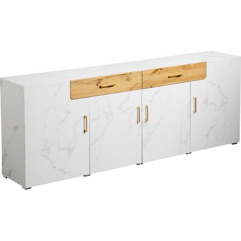 Madia sideboard bianca 208 x 39,5 x 80 cm con 4 ante e 2 cassetti MODENUIT (1/5)