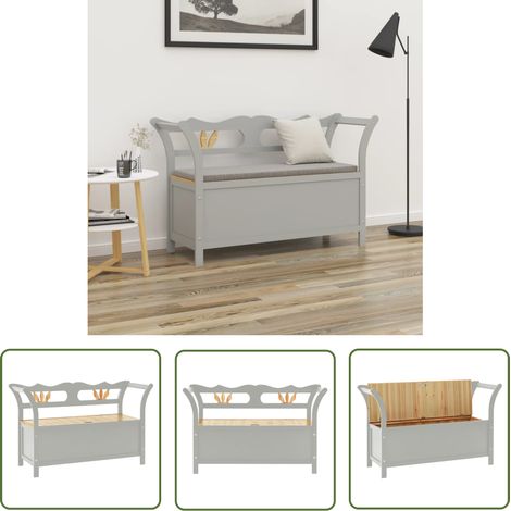 Furniture Limited - Banc Gris 107x45x75,5 cm Bois de sapin solide (1/5)