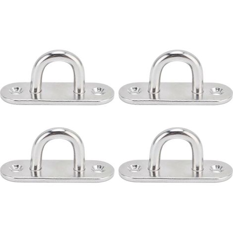 4 Stück Edelstahl-Wandmontageplatten, ovale Sonnensegel-Ösenplatten, längliche Sonnensegel-Ösenplatten