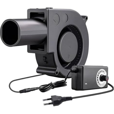 Ventilador de turbina de 12 V, ventilador radial ajustable con control de velocidad y salida de aire, para chimeneas, picnics, camping, barbacoas, aire acondicionado y ventilación (1/4)