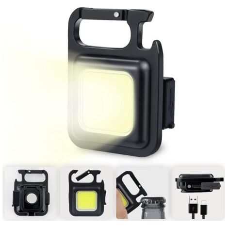 Mini Lampe de Travail LED Rechargeable Lampe de Poche Ultra Puissante 800 Lumens Magnétique Portable Petite Porte-clés Lampes de Poche Étanche pour La Réparation de Camping Lampe de Secours [Classe én (1/4)