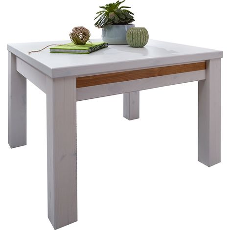 Couchtisch Massivholz 70x70 cm WILSON-69 in Kiefer massiv weiß, B/H/T: ca. 70/45/70 cm (1/5)