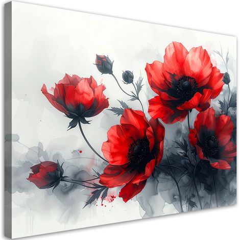 Quadro su tela Fiori rossi in una composizione pittorica espressiva 30x20 (1/5)